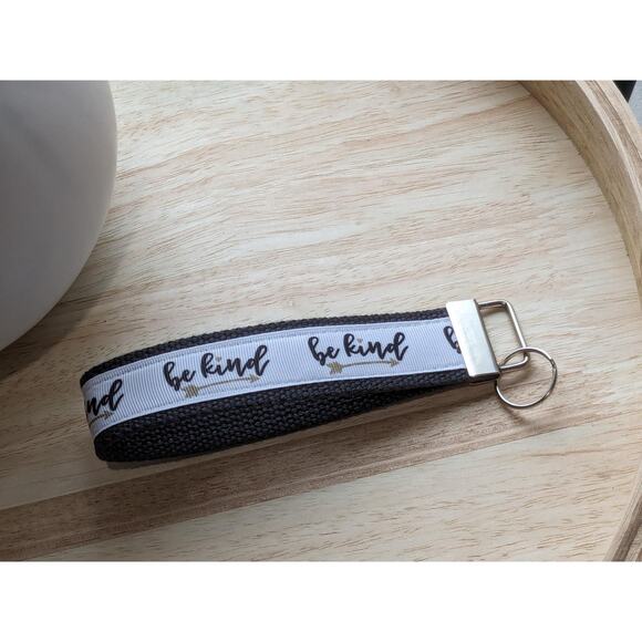 Be Kind Keychain Wristlet Handmade Fabric Key FOB Kindness Positive Affirmations - Picture 3 of 6